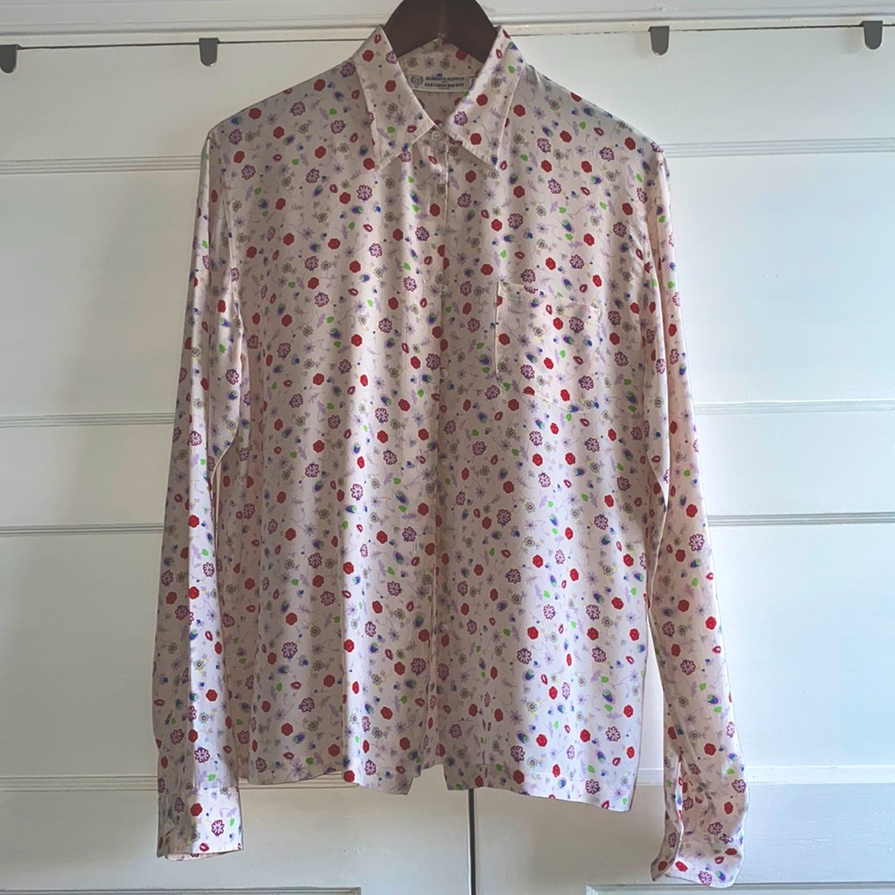 Alberto Aspesi Silk Button-down Floral Print Blouse (EU size 46/US Small)